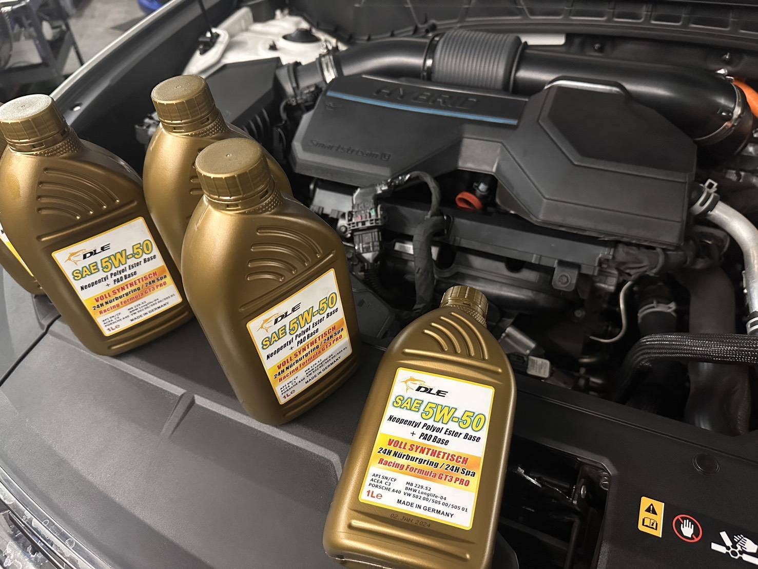 台北張先生的現代Tucson 1.6 Turbo油電車更換DLE 5W-50 24H GT3 PRO機油